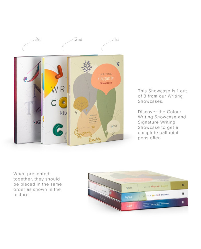 ORGANIC WRITING SHOWCASE. Mostruário com 20 esferográficas ECOlogic