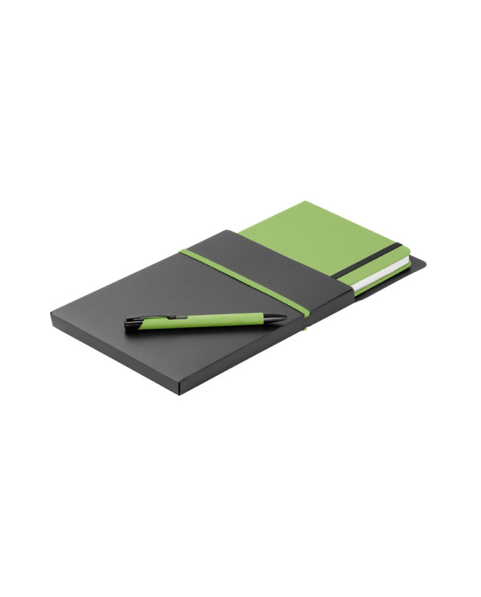 SHAW. Conjunto esferográfica e bloco de notas A5