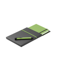 SHAW. Conjunto esferográfica e bloco de notas A5