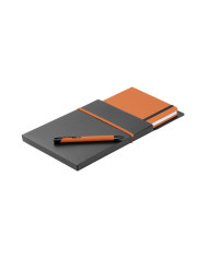 SHAW. Conjunto esferográfica e bloco de notas A5