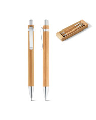 GREENY. Conjunto de esferográfica e lapiseira em bambu